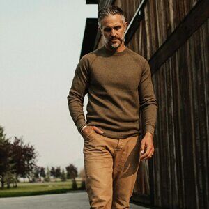 Taylor Stitch | Heavy Bag Waffle Crewneck | Color: Olive | Size: 40 (M)